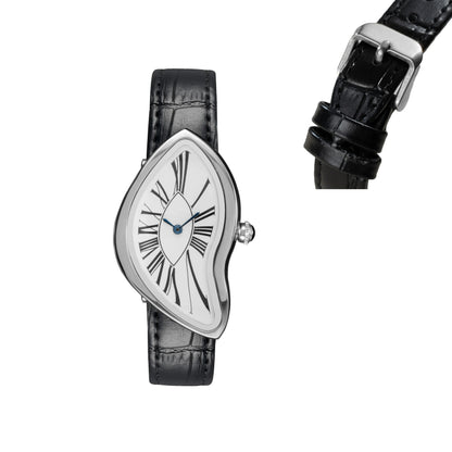 watches melt and twist y2k alien ladies and men Leather strap fashion advanced ins niche design quartz watch