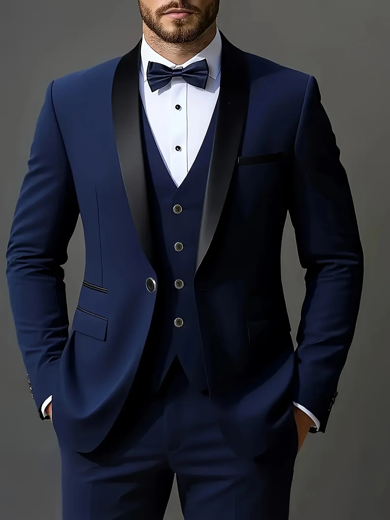 Men's 3pcs Suit Set, Jacket + Vest + Pants, Fashionable, Suitable for Weddings, Parties and Formal Occasions