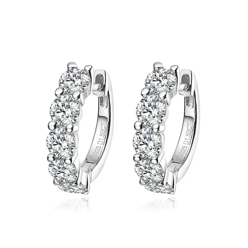 18k 3cttw Moissanite Hoop Earring for Women 4mm Stones D Color Sparkling Created Diamond Earring 100% 925 Sterling Silver