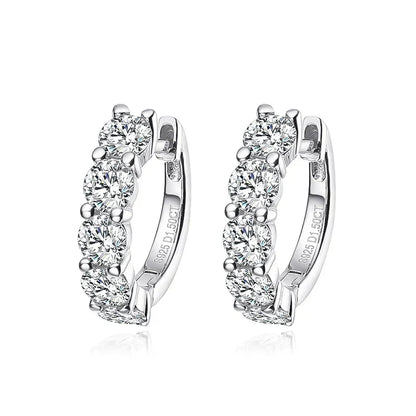 18k 3cttw Moissanite Hoop Earring for Women 4mm Stones D Color Sparkling Created Diamond Earring 100% 925 Sterling Silver