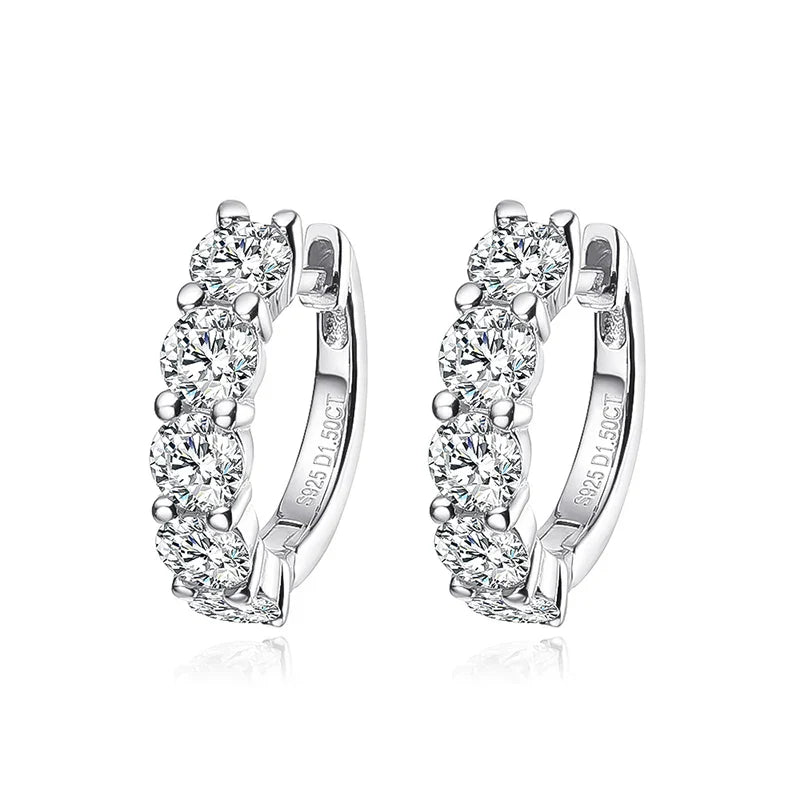 18k 3cttw Moissanite Hoop Earring for Women 4mm Stones D Color Sparkling Created Diamond Earring 100% 925 Sterling Silver