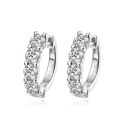 18k 3cttw Moissanite Hoop Earring for Women 4mm Stones D Color Sparkling Created Diamond Earring 100% 925 Sterling Silver