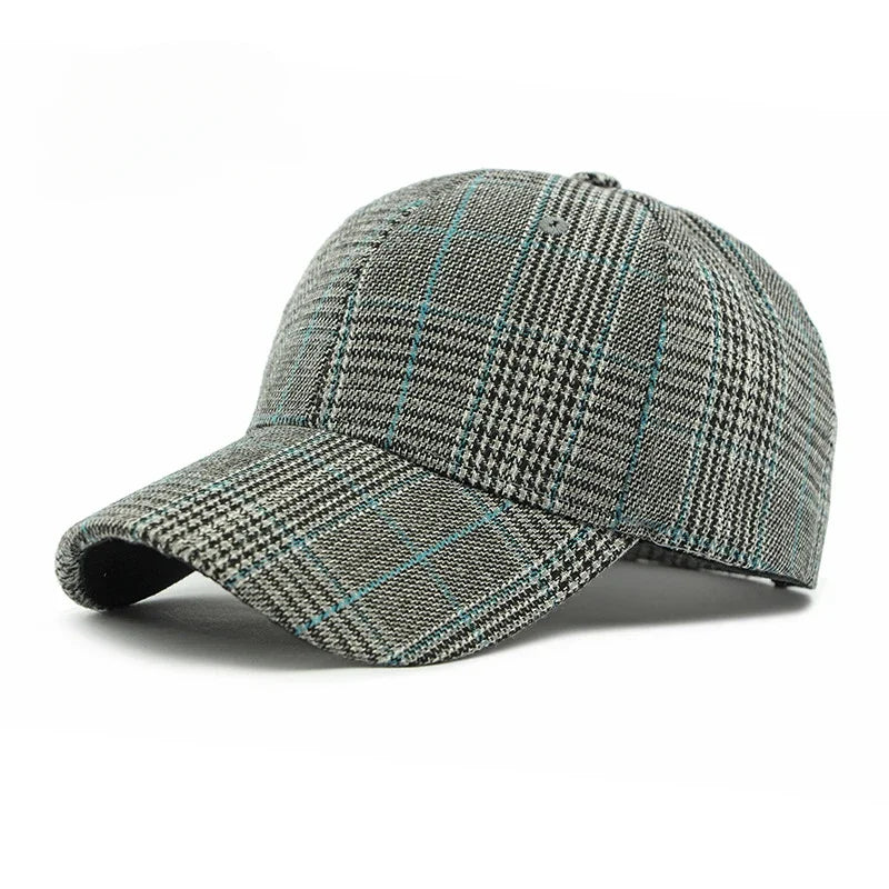 Spring Autumn Women's Baseball Cap Cotton Classic Checkered Snapback Hat Men Women British Style Hard Top Sunshade Hat