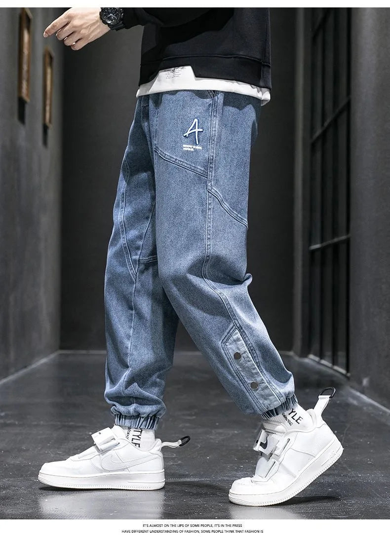 Spring and Autumn New Classic American Retro Loose Tight Leg Pants for Men's Casual Sports Large Size High Quality Jeans