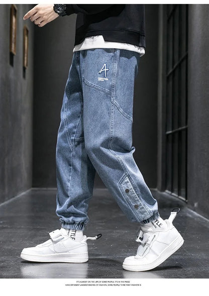 Spring and Autumn New Classic American Retro Loose Tight Leg Pants for Men's Casual Sports Large Size High Quality Jeans
