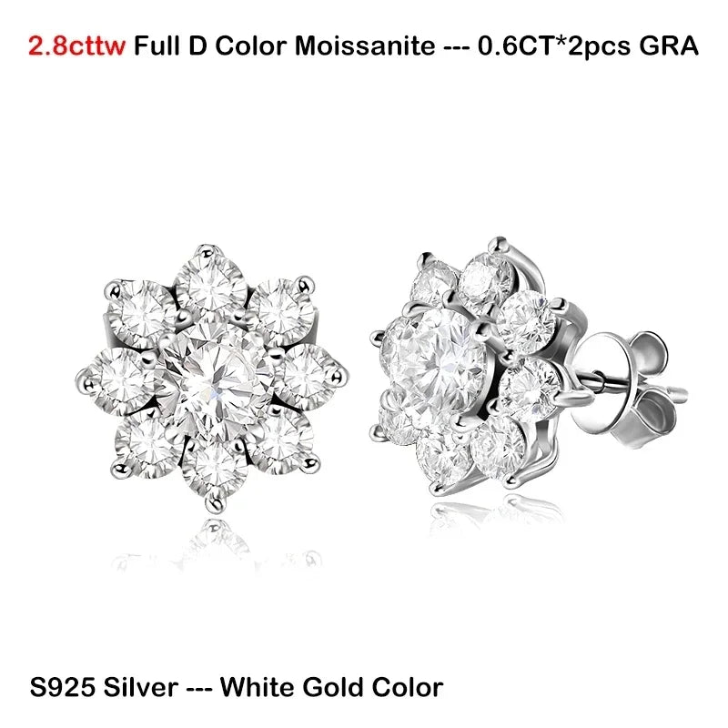 Full Moissanite Jewelry Set 925 Sterling Silver Sunflower Necklace Bracelet Earring Sets For Women Fine Jewelry GRA Tested