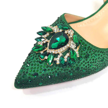 Fashionable Red Color Pointed Top Ladies Shoes Matching Bag Set For Nigerian Women Wedding Party Pump