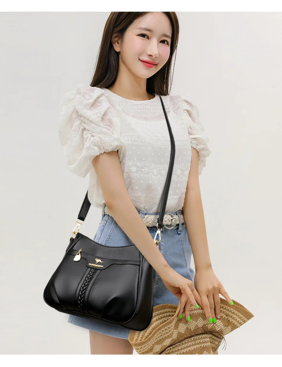 Genuine High Quality Soft Leather Women's Handbag Trend Designer Female Crossbody Bag Casual Shoulder Messenger Handbags 2024