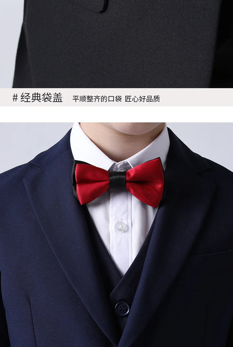 1-14 Years Children Boy Wedding Suit Black Nave Blue Elegant Suits For Children Boys Suits Outfits Set Teenager Kids Suits