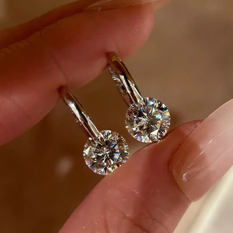 6.5mm 2CTTW Moissanite Wedding Hoop Earrings for Women Charm Lab Diamond Earring Fine Jewelry 100% S925 Sterling Silver