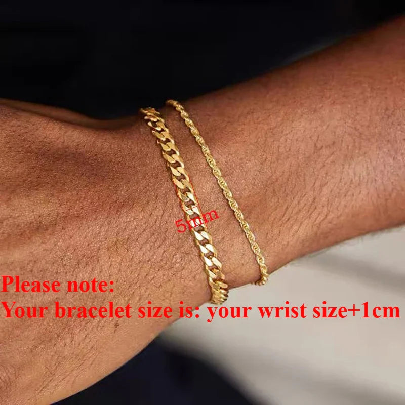 Trendy Cool 5mm Hip Hop Cuban Bracelets for Men 100% Pure S925 Silver Chain 18k Plated Fine Jewelry Party Birthday Gift
