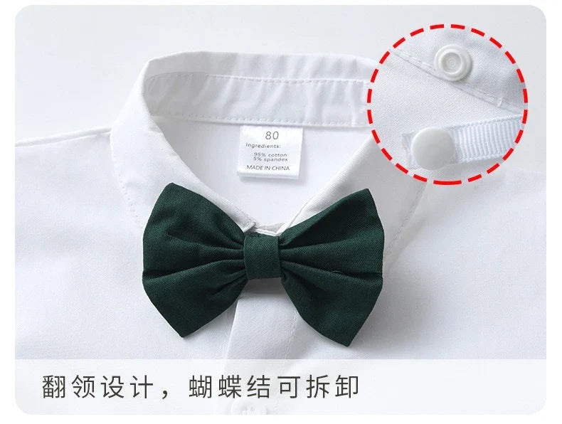 Baby Boys Gentleman 2pcs Summer Outfit Shirt Suspender Pants Set Formal Birthday Wedding Party Toddler Kids Gentleman Clothes
