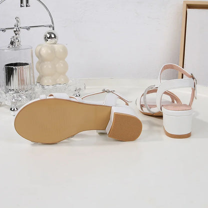Children's Sandals 2024 Summer New Kids' Crystal High Heels Soft Sole Casual Fashion Girls' Princess Shoes 3-10 Years Old