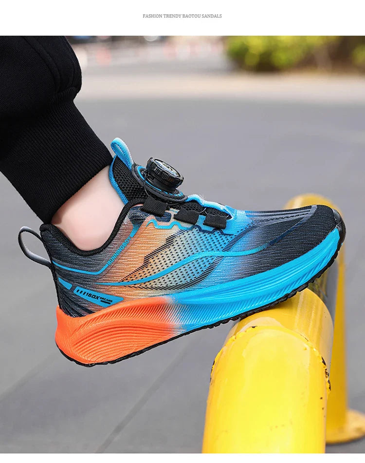 Outdoor Lace-up Boys Girls Knit Jogging Shoes Gym Sneakers Children‘s Basketball Shoes Non-slip Breathable Sports Training Shoes