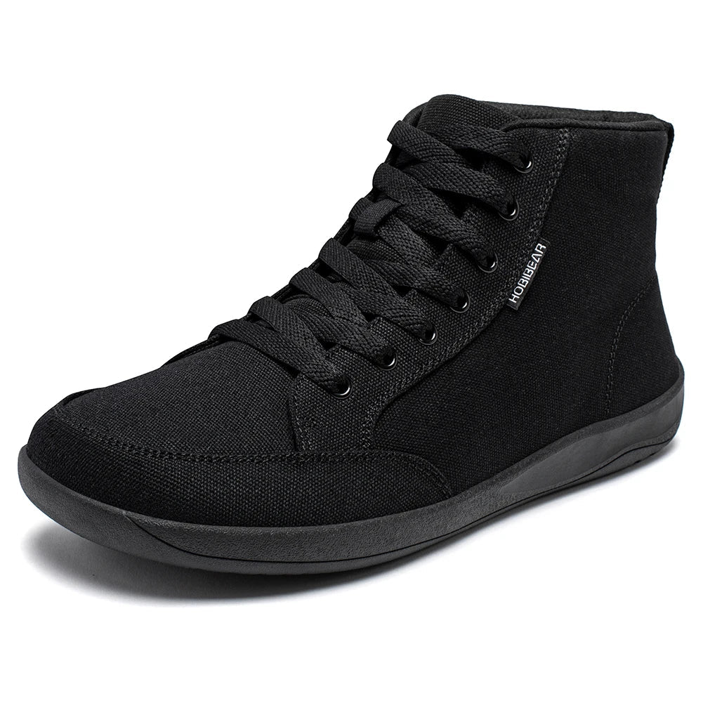 Mid-Top Barefoot Shoes Unisex Wide Toe Box Canvas Sneakes Zero Drop Lace Up Outdoor Walking Shoes