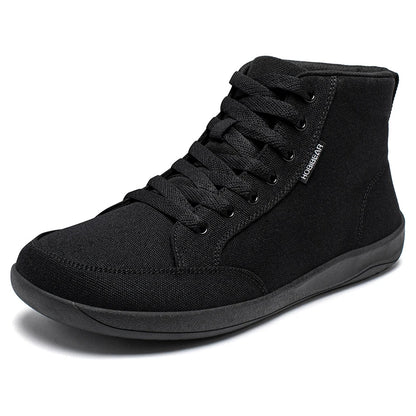 Mid-Top Barefoot Shoes Unisex Wide Toe Box Canvas Sneakes Zero Drop Lace Up Outdoor Walking Shoes