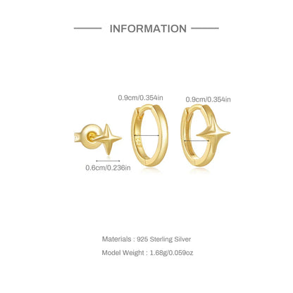 925 Sterling Silver 3pcs 4pcs Set Zircon Stud Earrings 18k Gold Star Minimalism Huggies Earring Fine Jewelly Set Party Gift