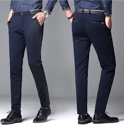 Men‘s Suit Pants Business Office Male Dress Pants Elastic Wrinkle Resistant Big Size Classic Casual Trousers Black Navy Blue