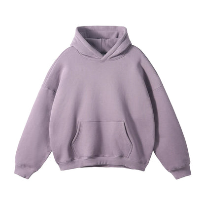 Thick 350gsm Fleece Hooded Hoodies For Men Unisex Winter Oversized Loose Basic Solid Sweatshirts Pullovers Coats HY0631