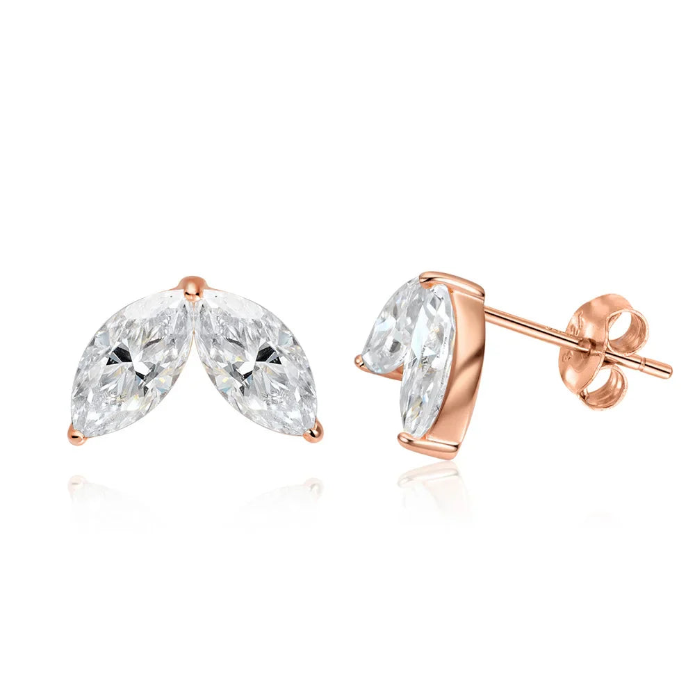 0.3-1CT Marquise Cut Real Moissanite Stud Earrings for Women Party 14k Plated Lab Diamond Earring Silver Jewelry S925