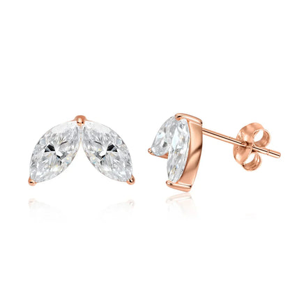 0.3-1CT Marquise Cut Real Moissanite Stud Earrings for Women Party 14k Plated Lab Diamond Earring Silver Jewelry S925
