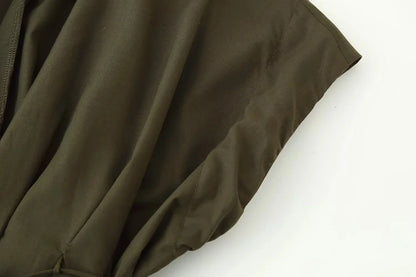 Spring Summer Vintage Women Dress Fashion Single Breasted Sashes Draped V Neck Sleeveless Chic Brown Ladies Dresses