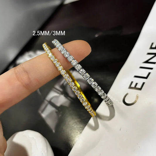 3.84-6.4ct D VVS1 Moissanite Tennis Bracelet 2.5mm/3mm s925 Sterling Silver Elastic Tennis Bracelets for Women Men