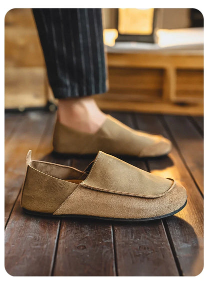Man Loafers Outdoor Walking Fashion Mens Casual Shoes Soft Leather Comfort Half Slippers Breathable Lazy Driving Shoes