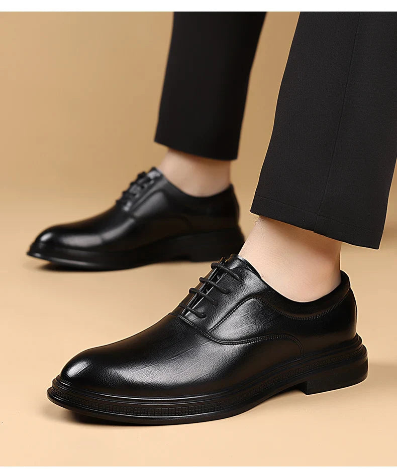 Men Dress Shoes Black Soft Leather Men Heighten Formal Shoes Casual Business Men Oxfords Suit Shoes