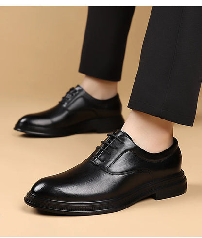 Men Dress Shoes Black Soft Leather Men Heighten Formal Shoes Casual Business Men Oxfords Suit Shoes