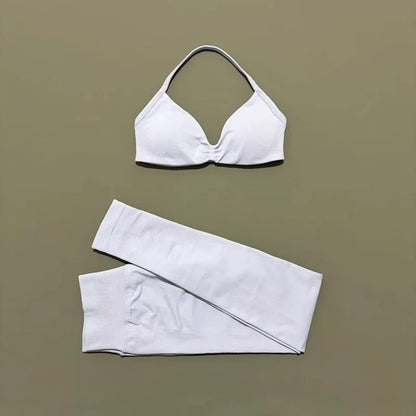 2 Pcs Seamless Yoga Sports Set for Women Resistant Backless Bra Pilates Fitness Workout Running Leggings Gym Suit