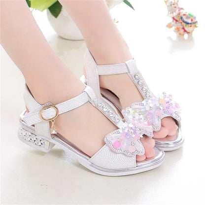 Girls Flat Heel Sandals Kids Girls Spring Summer Little Kids Princess Dress Bow Fashion Teenage Shoes