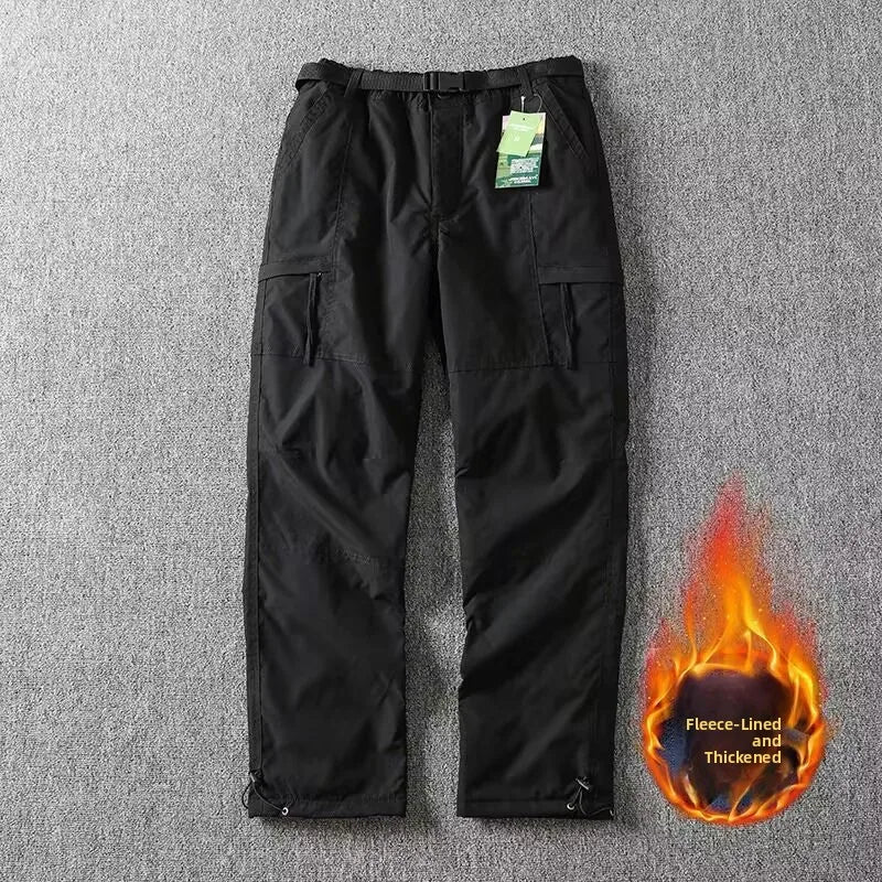 Outdoor Workwear Pants Men's Loose Fleece Lined Thick Soft  Hiking Mountain Climbing Windproof Waterproof Jacket Pants