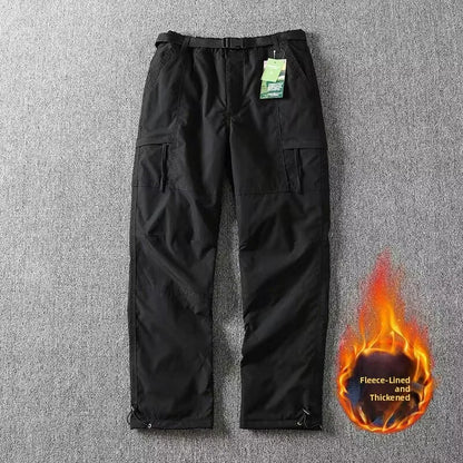 Outdoor Workwear Pants Men's Loose Fleece Lined Thick Soft  Hiking Mountain Climbing Windproof Waterproof Jacket Pants