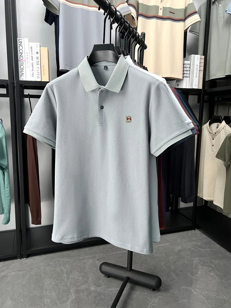 High end brand 100% cotton short sleeve polo shirt men's summer new soft breathable lapel T-shirt fashion letter embossed top