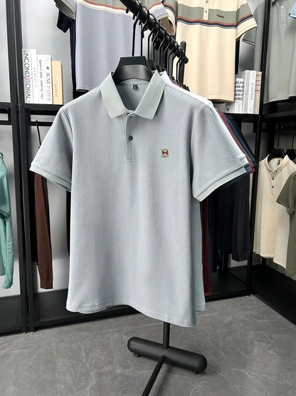 High end brand 100% cotton short sleeve polo shirt men's summer new soft breathable lapel T-shirt fashion letter embossed top