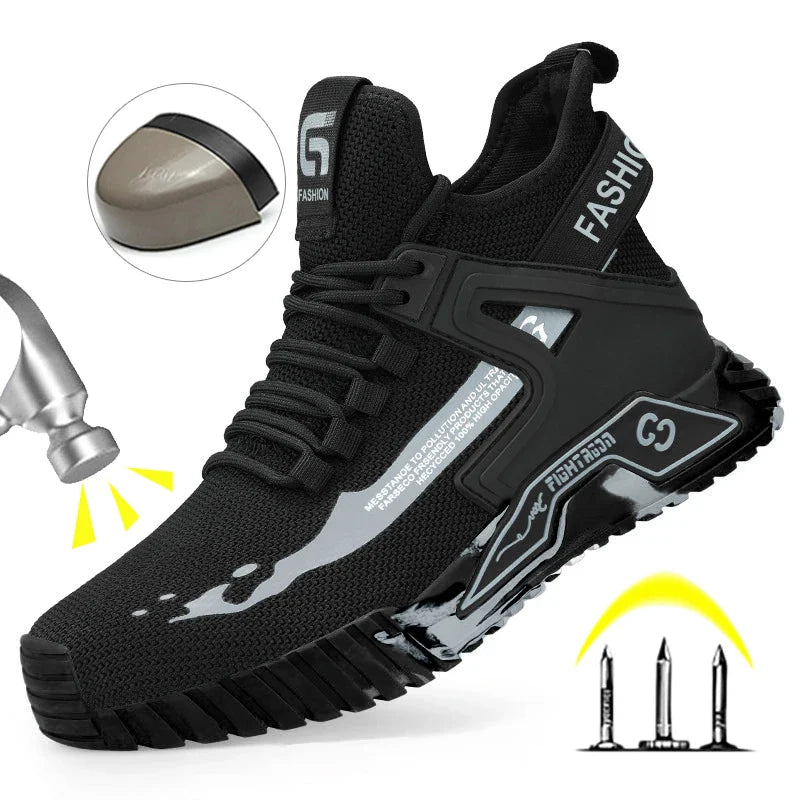 High Top Safety Protective Shoes Steel Toe Safety Shoes Men Anti-Smash Anti-Puncture Work Shoes Men Work Safety Boots fashion