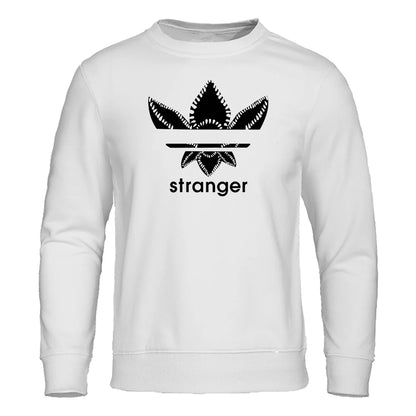 Funny Stranger Floral Pattern Printed Hoodies Mens Letter Style Streetwear Fashion Loose Street Hoody Fleece Pullover Men Hoodie
