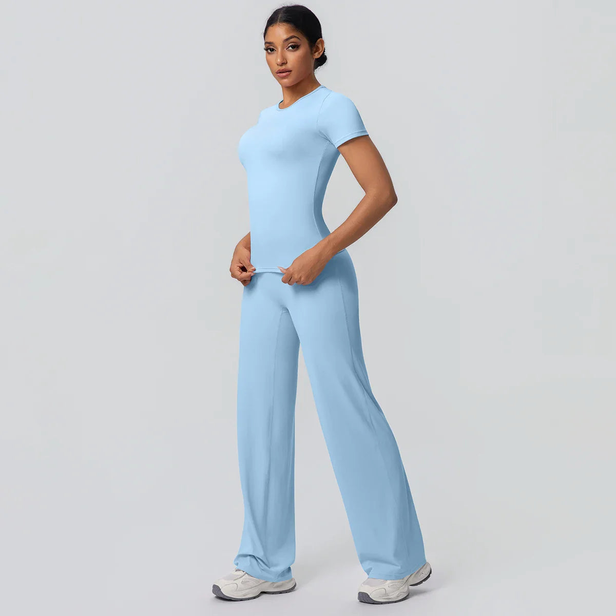 Fitness Sports Workout Yoga Set for Women Naked Feel Slim Casual Workout Top T-Shirt Quick Drying Push Up Running Pants Yoga Set