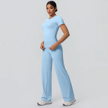 Fitness Sports Workout Yoga Set for Women Naked Feel Slim Casual Workout Top T-Shirt Quick Drying Push Up Running Pants Yoga Set