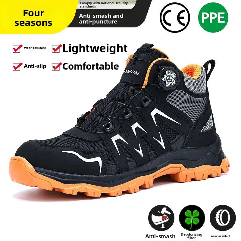 Durable Steel Toe Work Shoes Anti Smashing Piercing with WearResistant Rubber Soles Iron Shavings Resistance for Safety Workwear