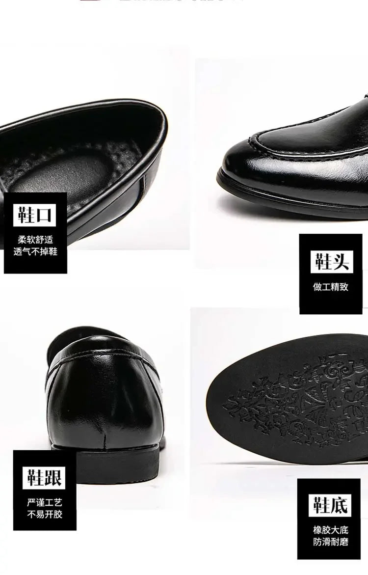 Mens Dress Shoes PU Leather Fashion Men Business Dress Loafers Pointy  Shoes