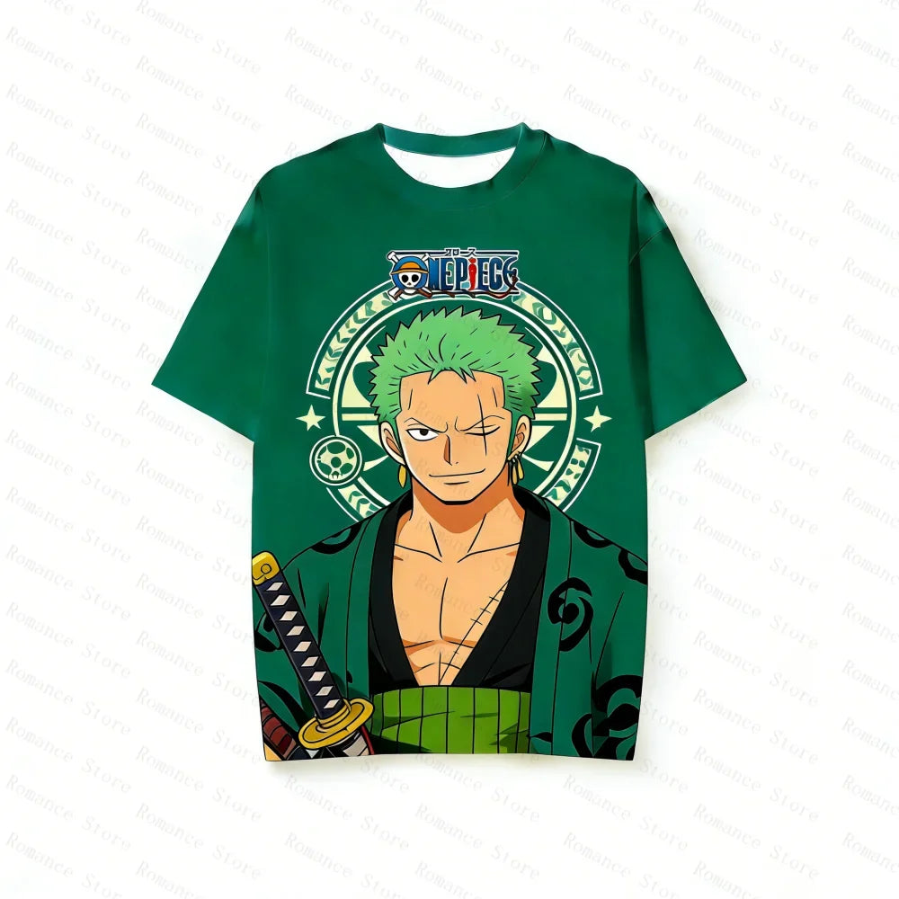 Anime One Piece Family Matching Outfits Ace Print Short Sleeve T-Shirt Shorts Set for Kids Adults Woman t-shirts and Shorts Set