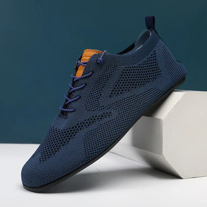 Sapatos Masculinos de Verão em Malha, Sapatilhas Planas para Uso Exterior, Sapatos de Caminhada de Alta Qualidade, Confortáveis, com Cadarço, Respiráveis, Antiderrapantes, Casuais