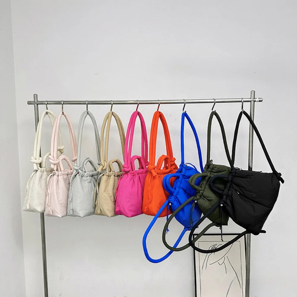 Women's Casual Single-shoulder Bag Large Capacity Nylon Backpack Women's Down Cotton Winter Tote Bag Portable Makeup Handbag
