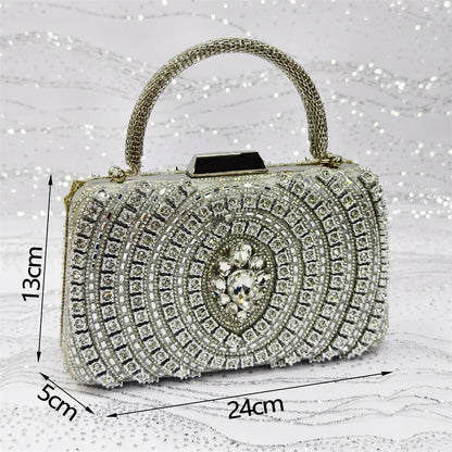 Elegant Rhinestone Pointed Toe Pumps With Matching Bag Set Large Size shoes Big Bag for Women's Party High Heels