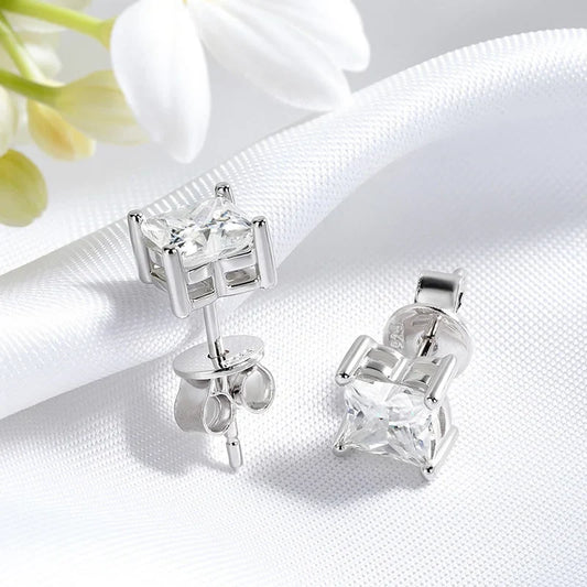 0.4CT 0.8CT Flower Cut Moissanite Stud Earrings for Women Men D Color Vvs1 Birthday Gift Jewelry S925 Sterling Silver