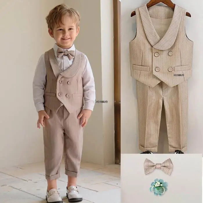 Flower Boys Summer Luxurious Birthday Dress Baby Kids Beaufitul Photograph Suit Children Formal Wedding Performance Tuxedo Wear