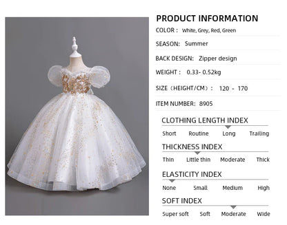 Girls' Flower Wedding Dress Long Sleeveless Summer Princess Rainbow Host Gift Performance Program