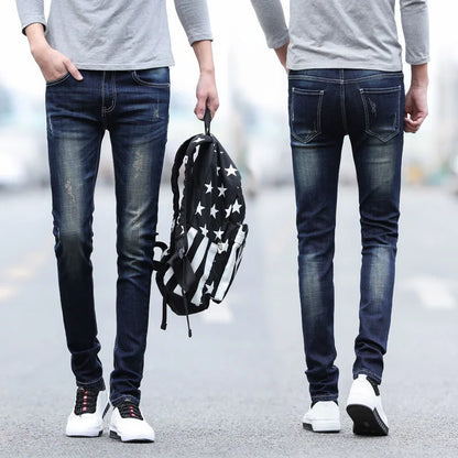 Spring and Autumn Fashion Trend Solid Color Retro Sports Straight Leg Jeans Men's Casual Comfortable Elastic High-Quality Jeans